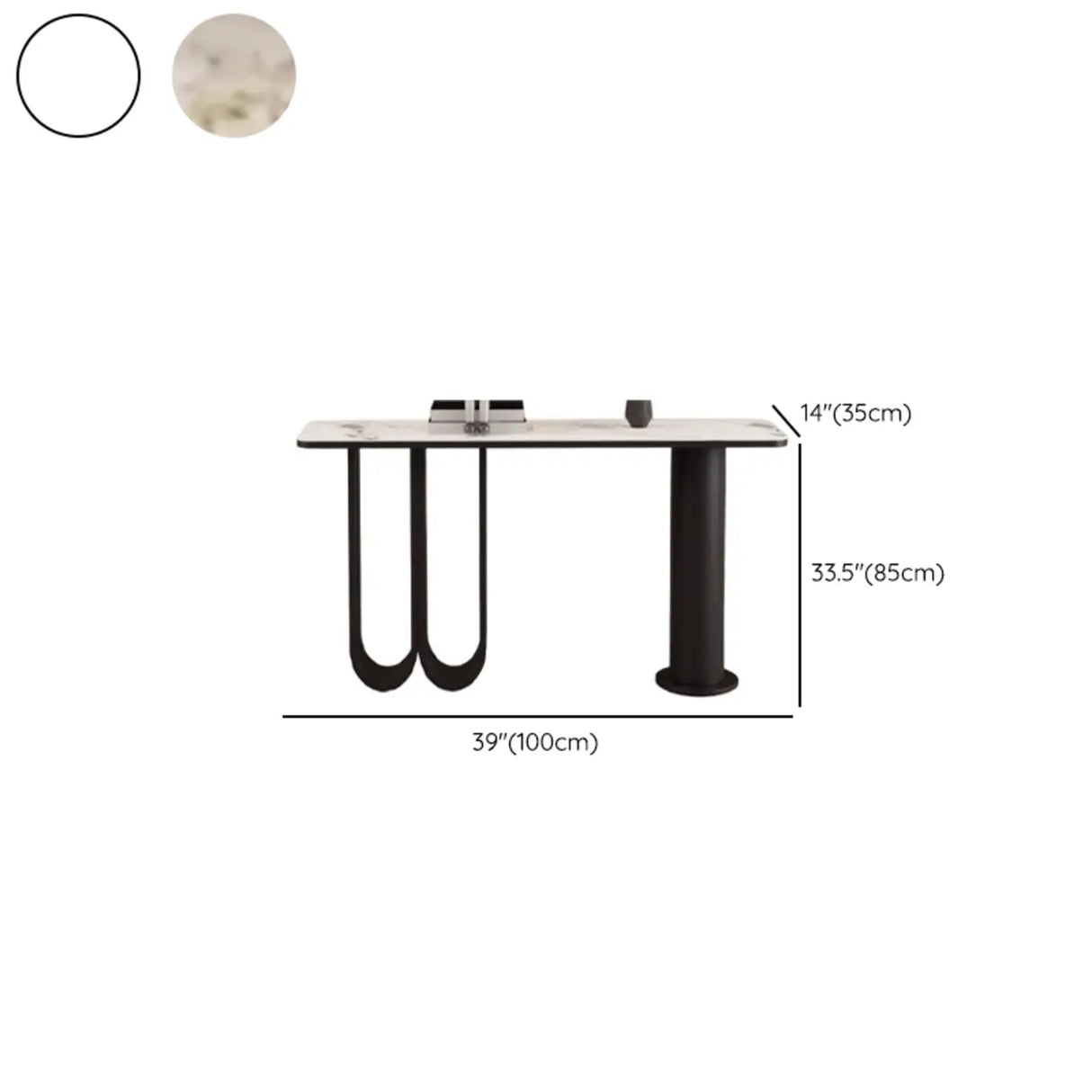 Chic Black Marble Gold Abstract Base Console Table