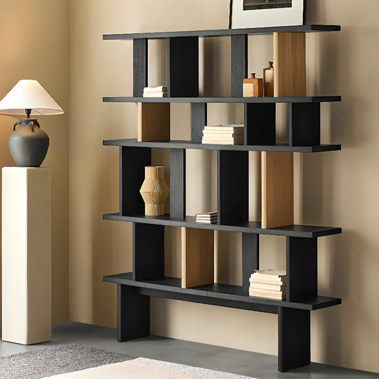 Chic Casual Vertical Open Back Display Wide Bookcase Image - 1