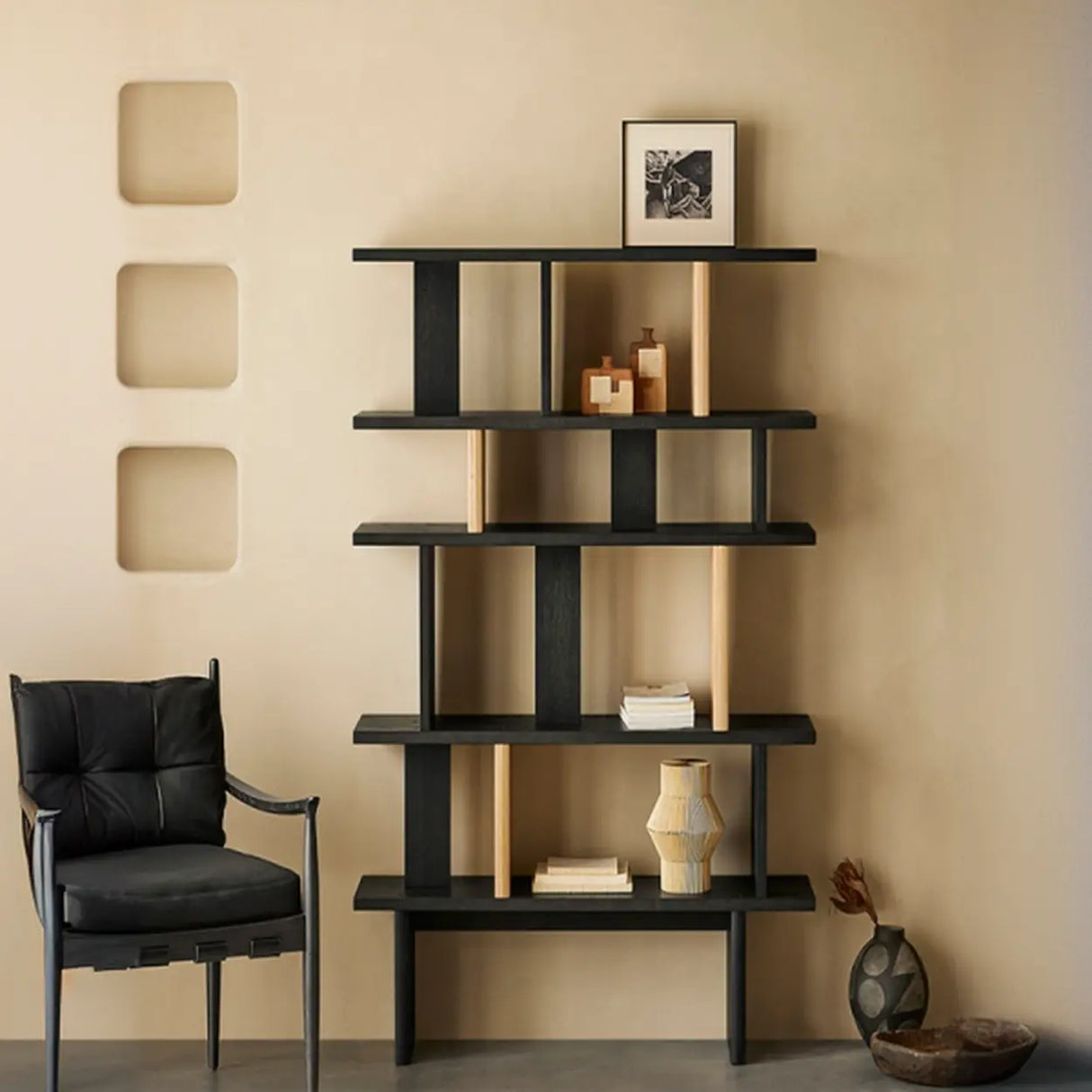 Chic Casual Vertical Open Back Display Wide Bookcase Image - 4