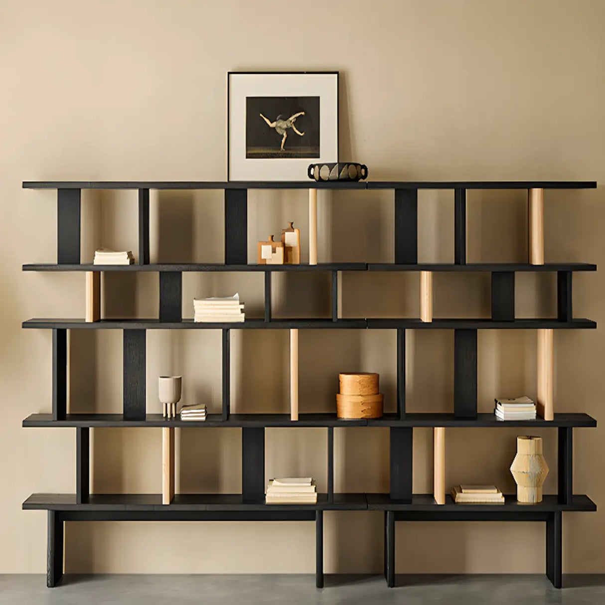 Chic Casual Vertical Open Back Display Wide Bookcase Image - 5