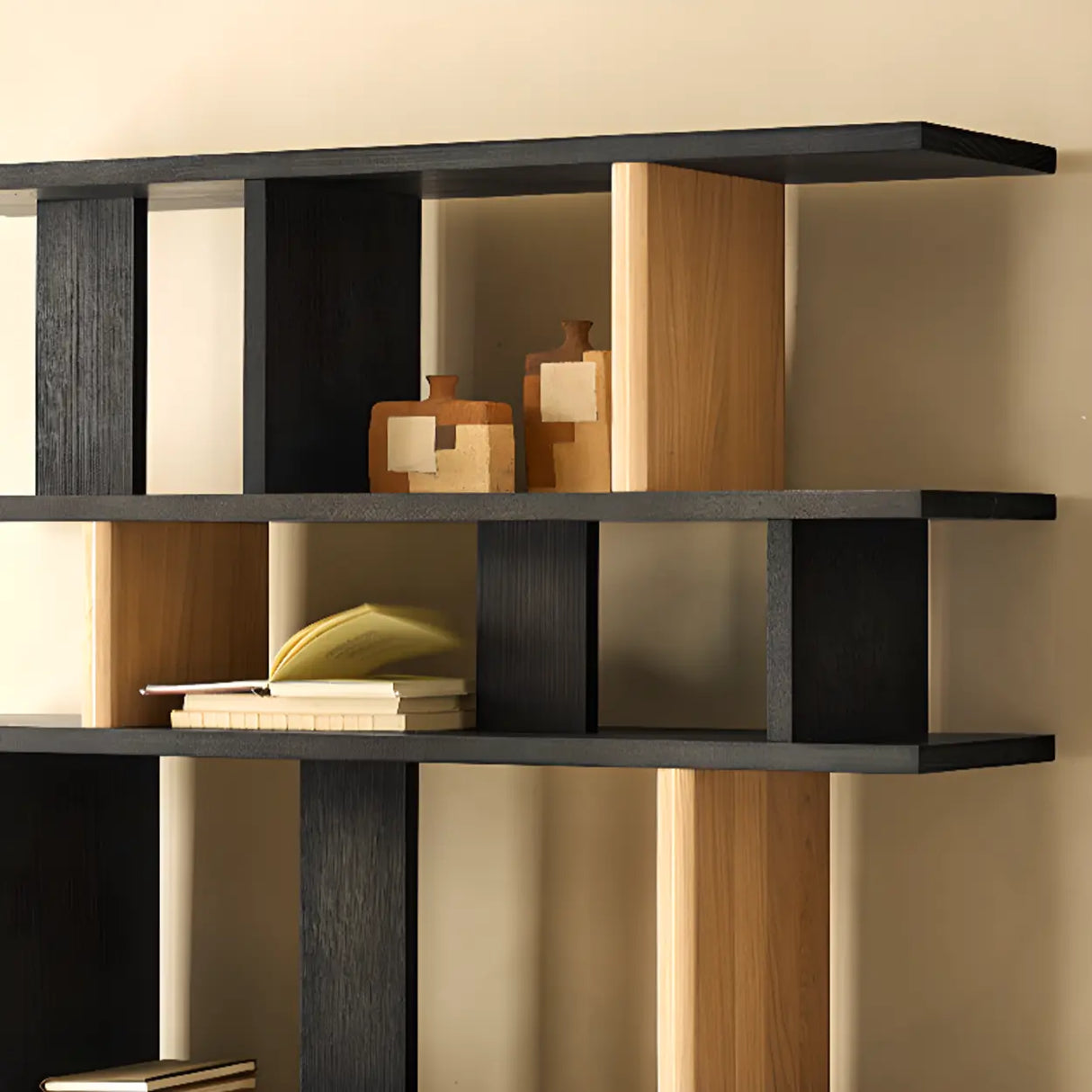 Chic Casual Vertical Open Back Display Wide Bookcase Image - 9