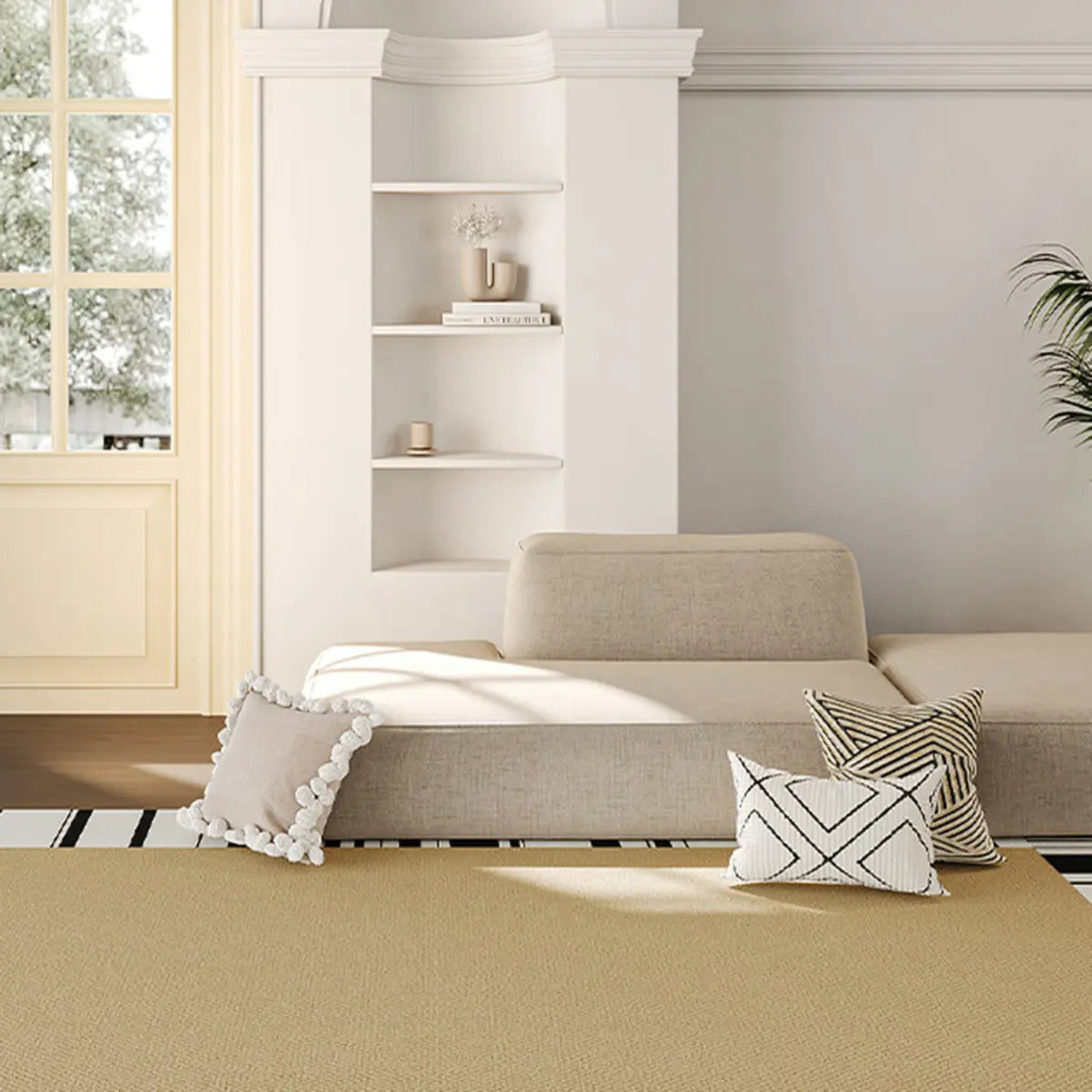 Chic Minimalist Anti-slip Rectangle Striped Area Rug Image - 12