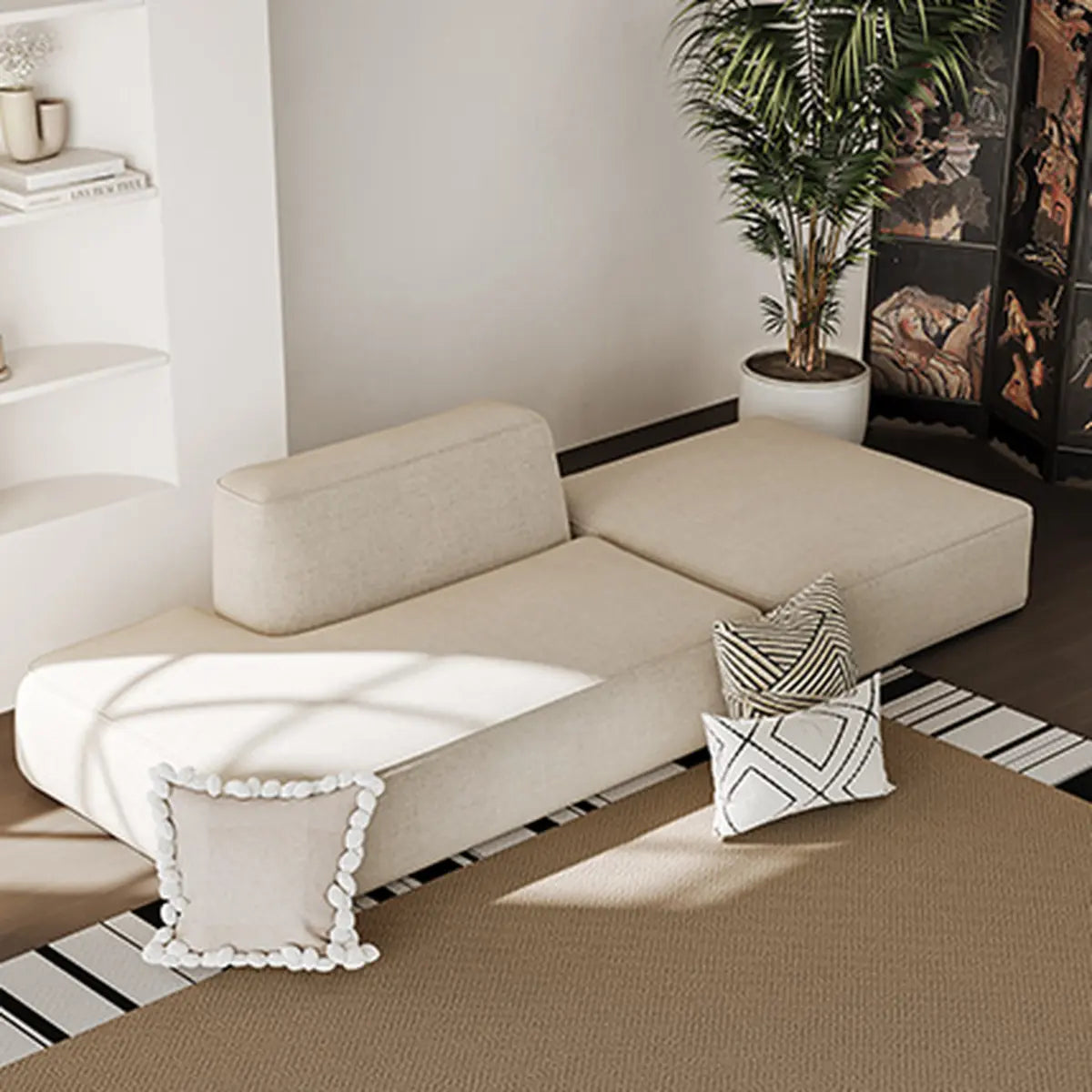 Chic Minimalist Anti-slip Rectangle Striped Area Rug Image - 14