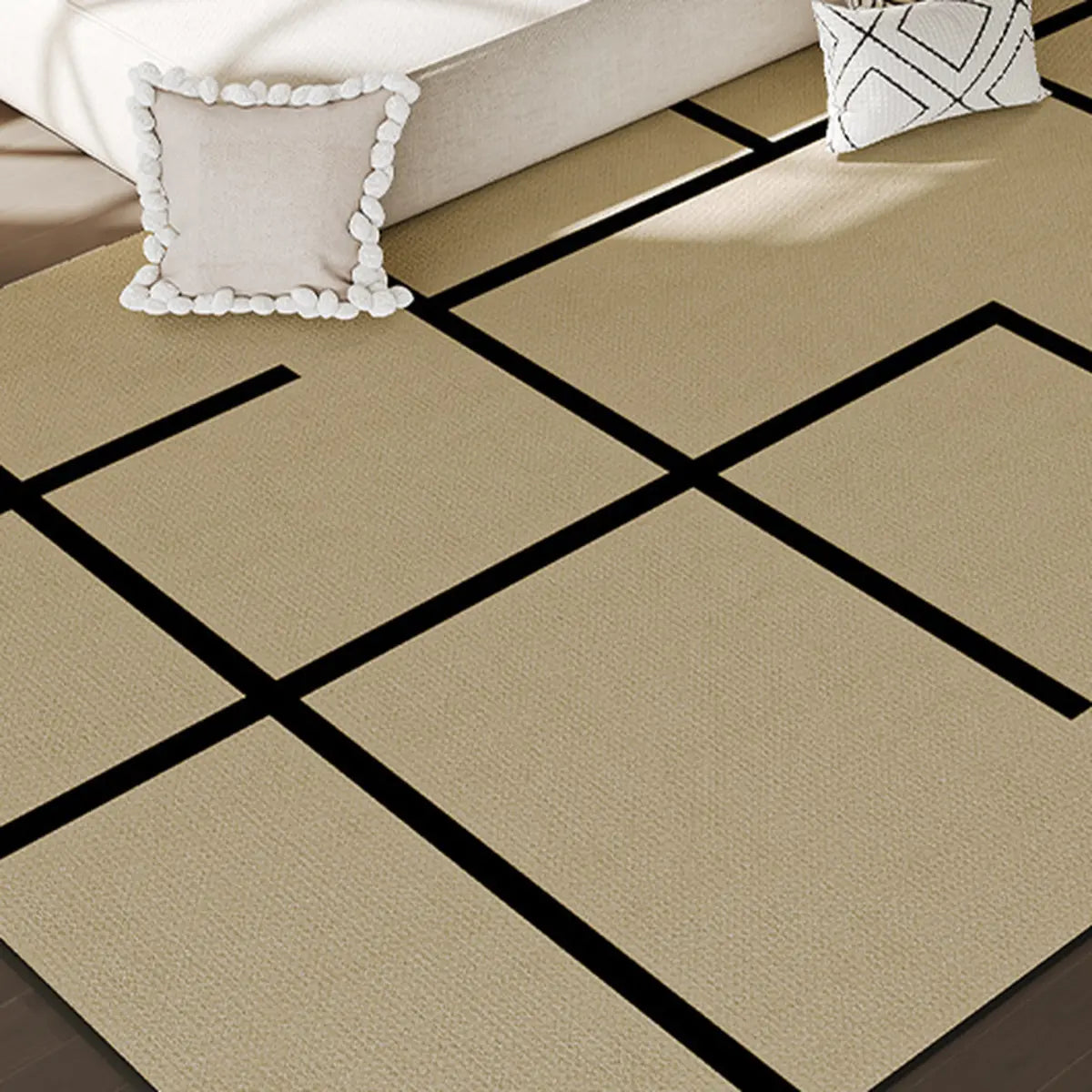 Chic Minimalist Anti-slip Rectangle Striped Area Rug Image - 15