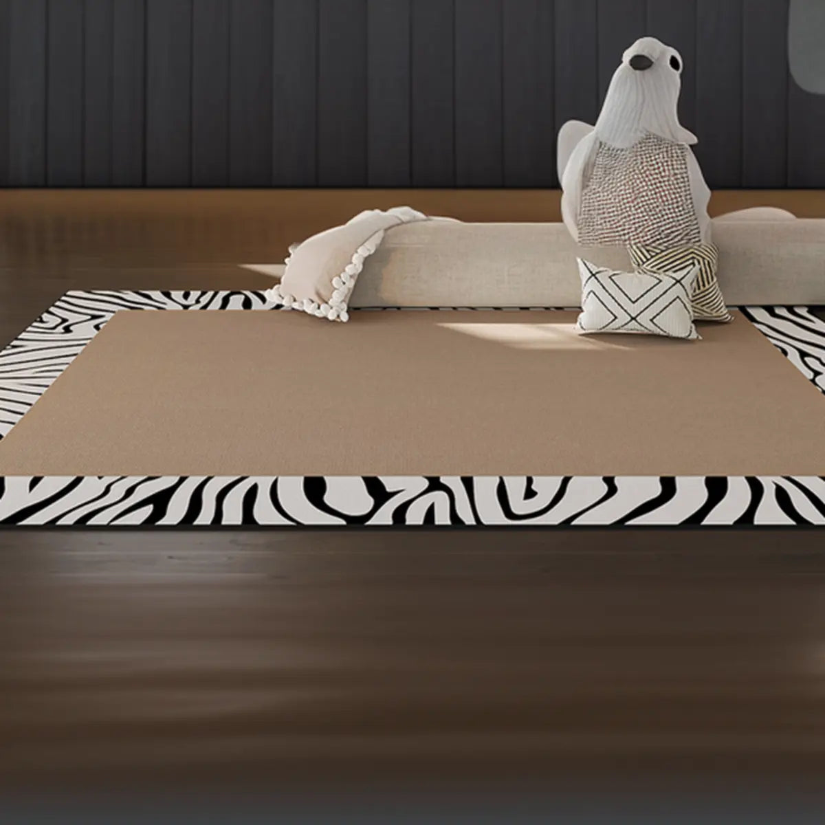 Chic Minimalist Anti-slip Rectangle Striped Area Rug Image - 4