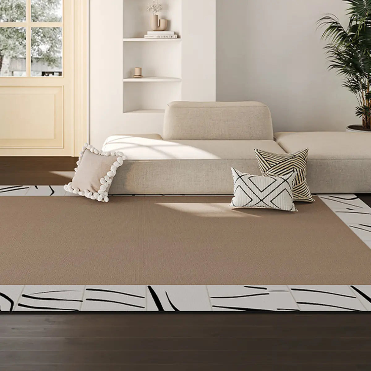 Chic Minimalist Anti-slip Rectangle Striped Area Rug Image - 8