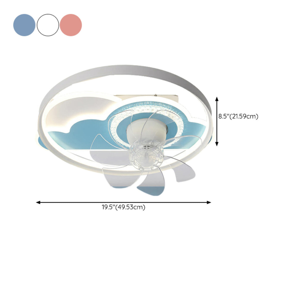 Chic Modern Round 7-Blade Ceiling Fan with LED Light