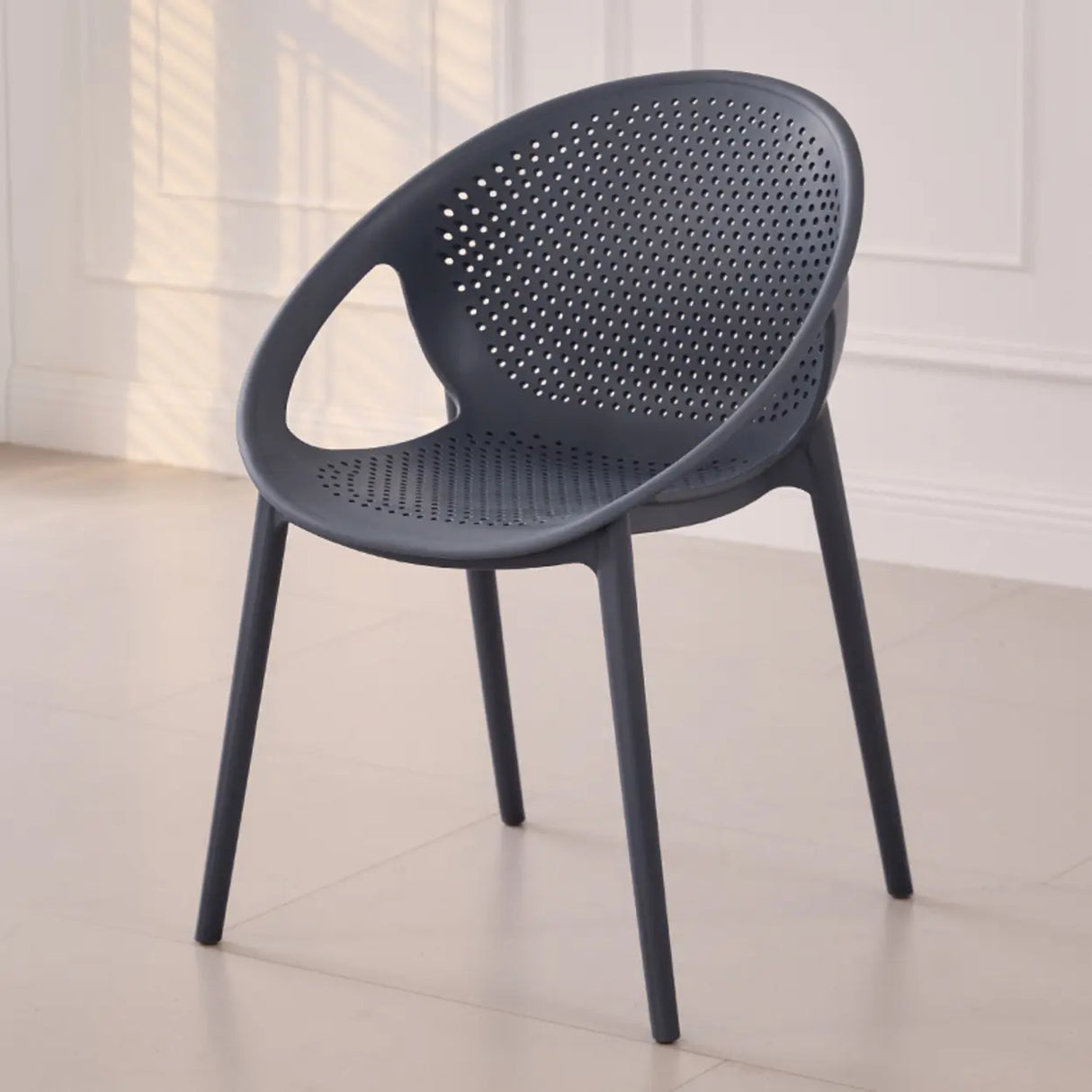Chic Round Mesh Polymer Arm Dining Chair Multicolor Image - 11