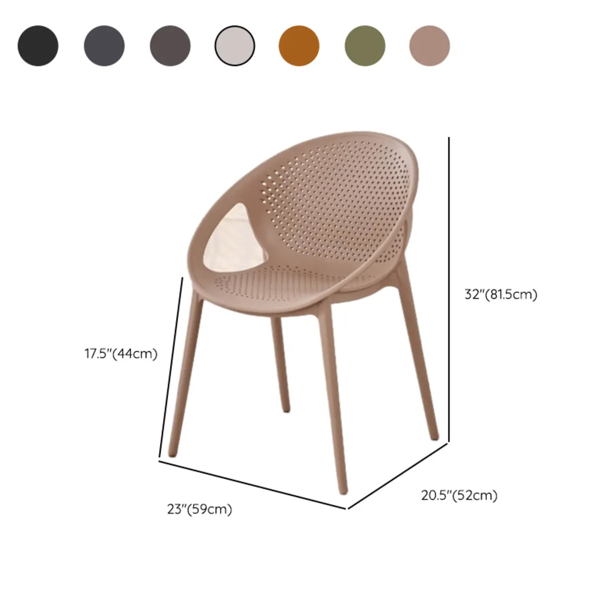 Chic Round Mesh Polymer Arm Dining Chair Multicolor