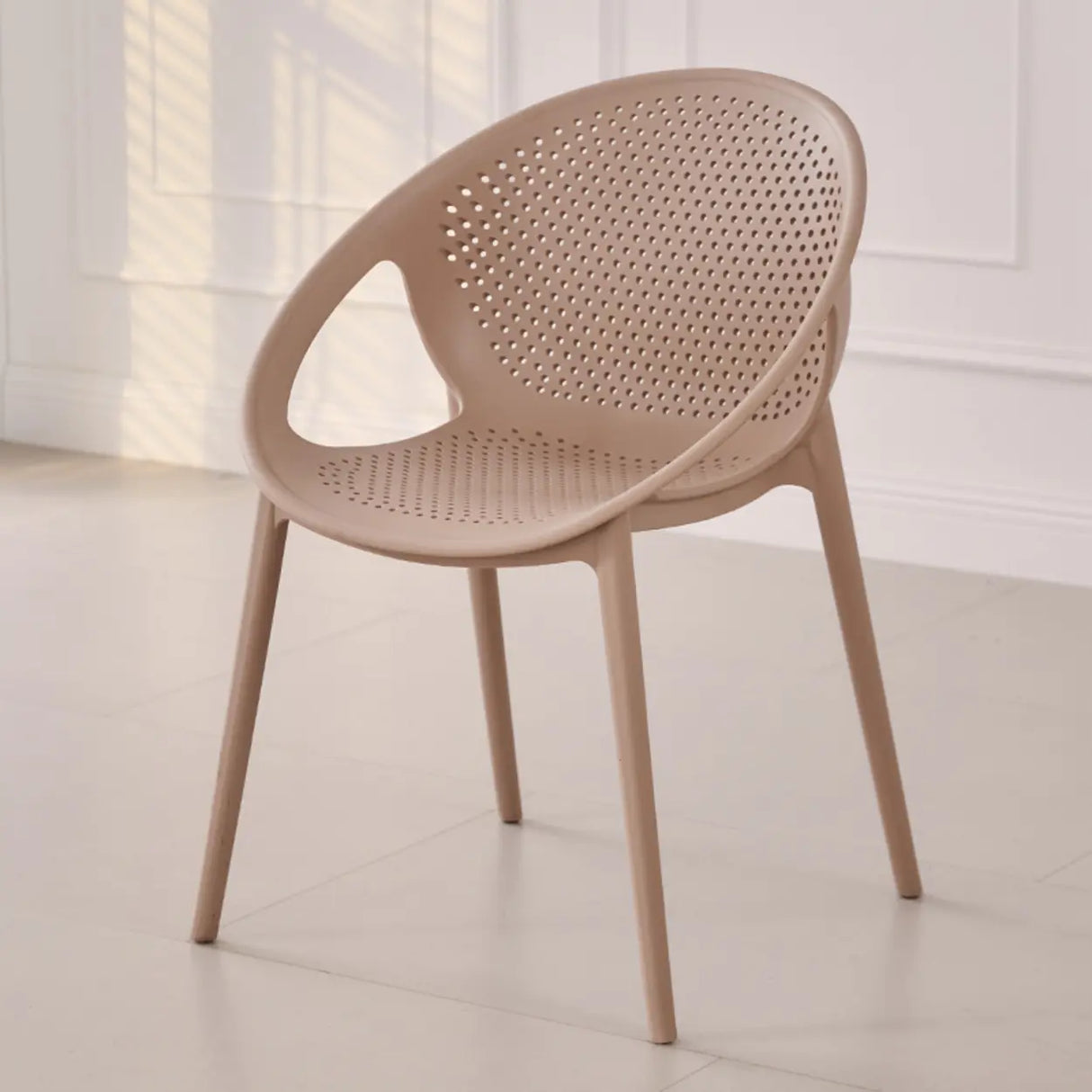 Chic Round Mesh Polymer Arm Dining Chair Multicolor Image - 2