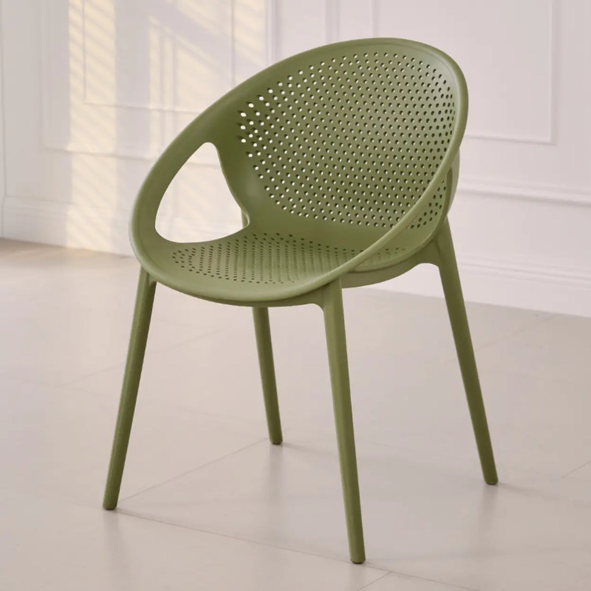 Chic Round Mesh Polymer Arm Dining Chair Multicolor Image - 3