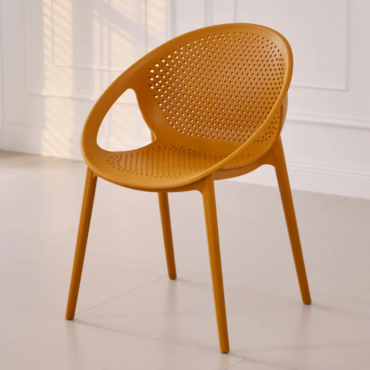 Chic Round Mesh Polymer Arm Dining Chair Multicolor Image - 5