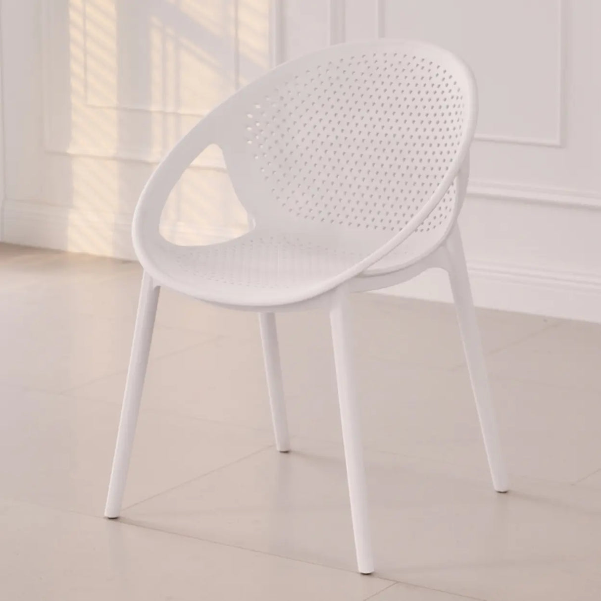 Chic Round Mesh Polymer Arm Dining Chair Multicolor Image - 7