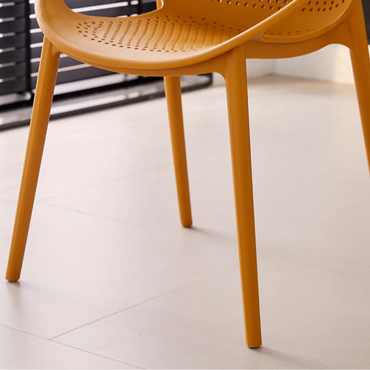 Chic Round Mesh Polymer Arm Dining Chair Multicolor Image - 8