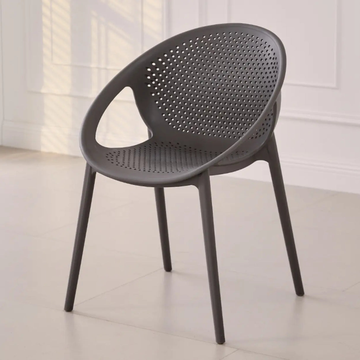 Chic Round Mesh Polymer Arm Dining Chair Multicolor Image - 9