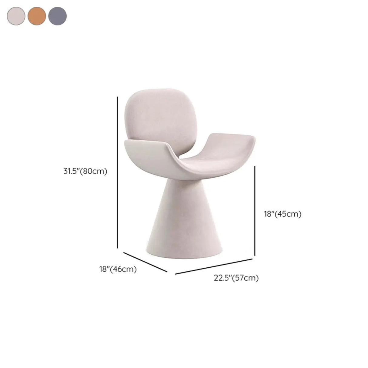 Chic Sculptural Arm Chair Cone Base Dining Chair Black Image - 11