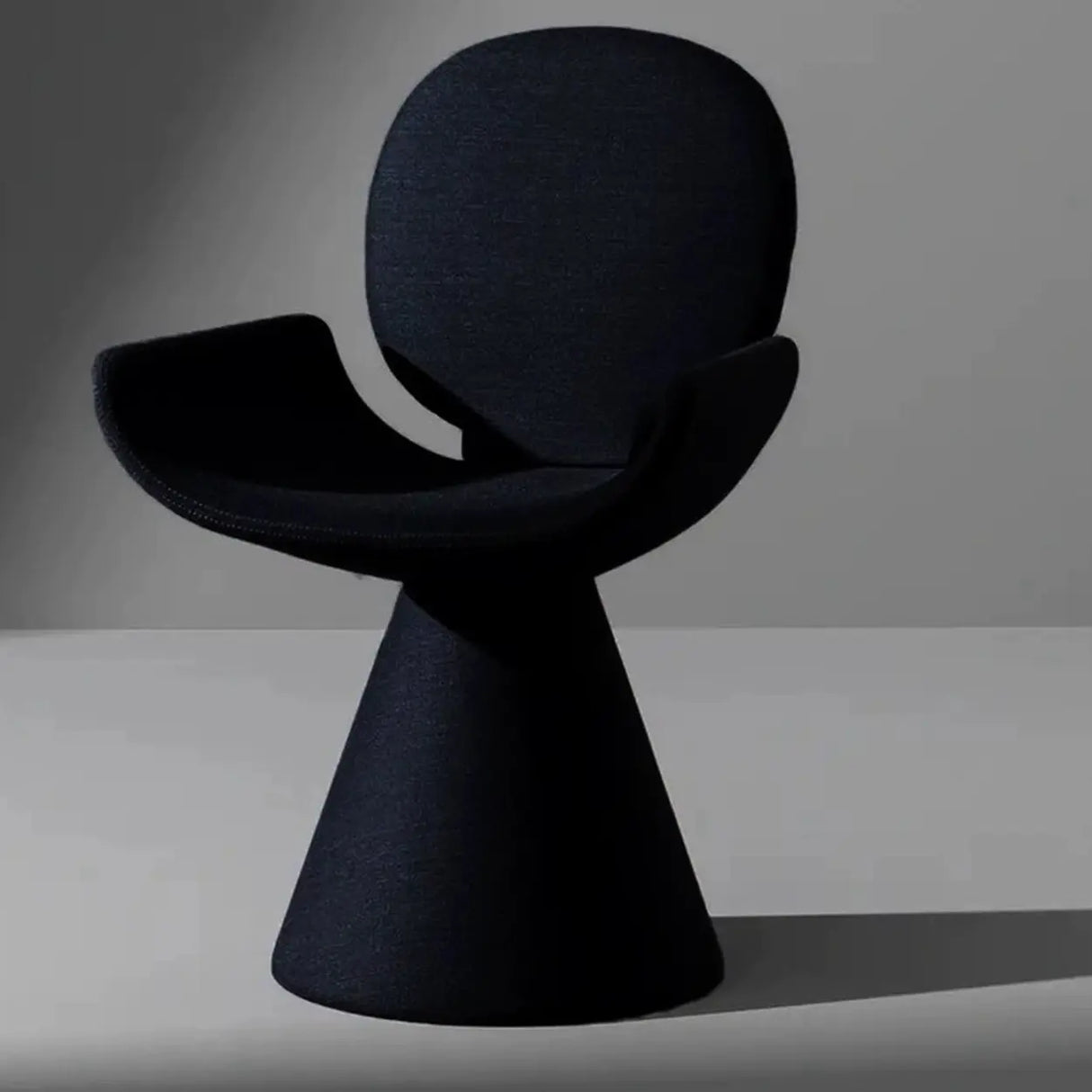 Chic Sculptural Arm Chair Cone Base Dining Chair Black Image - 1
