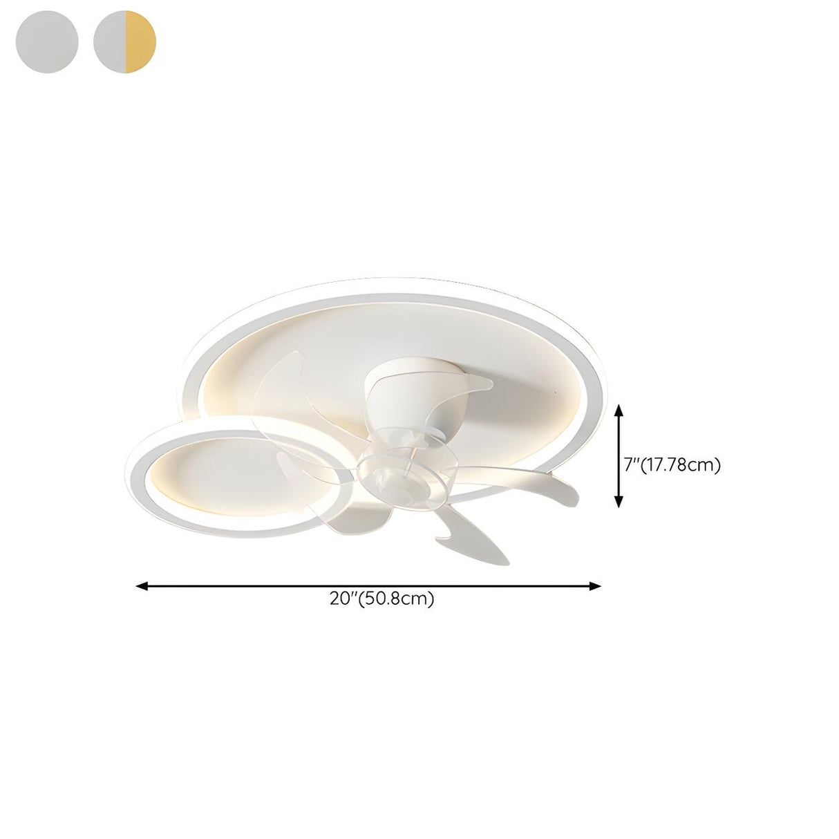 Chic White Flush Geometric Ceiling Fan with LED Light