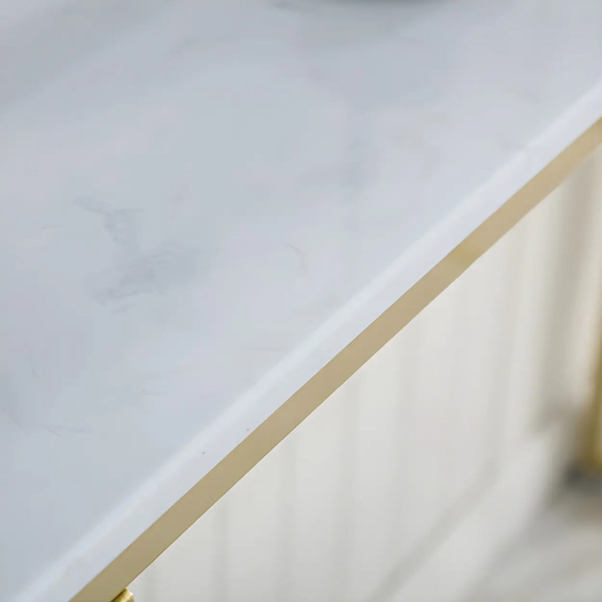 Chic White Rectangular Metal Gold Large Storage Bar Table Image - 8