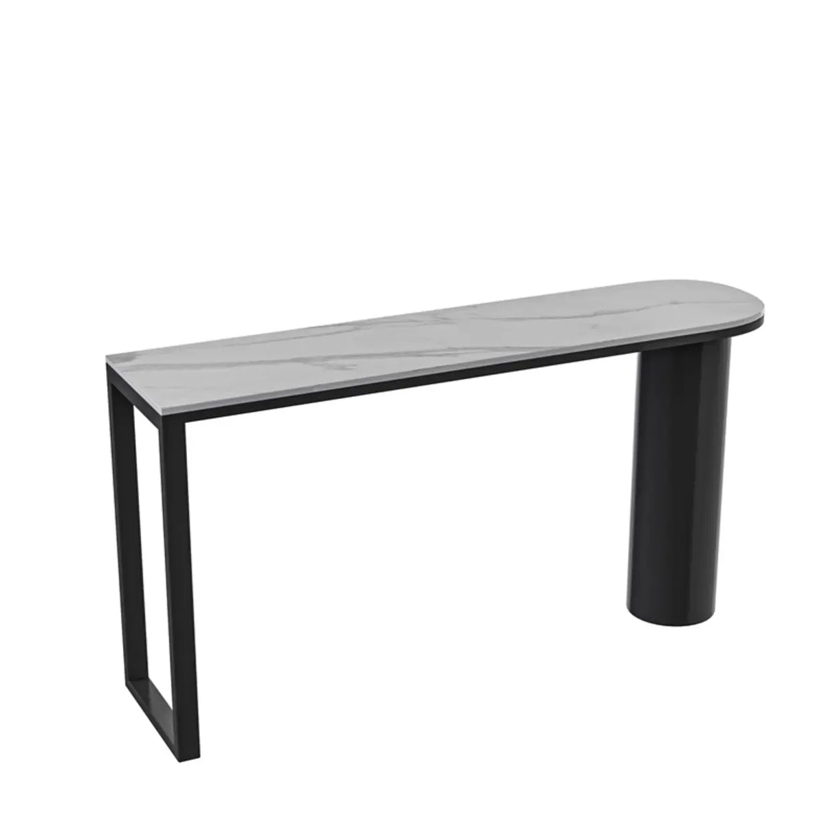 Chic White Rectangular Stone Double Pedestal Bar Table Image - 2