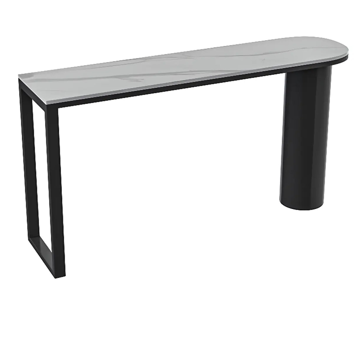 Chic White Rectangular Stone Double Pedestal Bar Table Image - 6