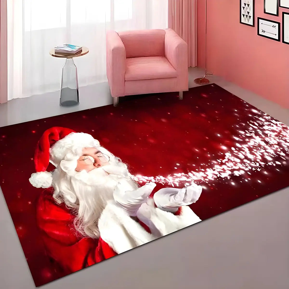 Christmas Rectangular Fabric Multicolor Area Rug Image - 11