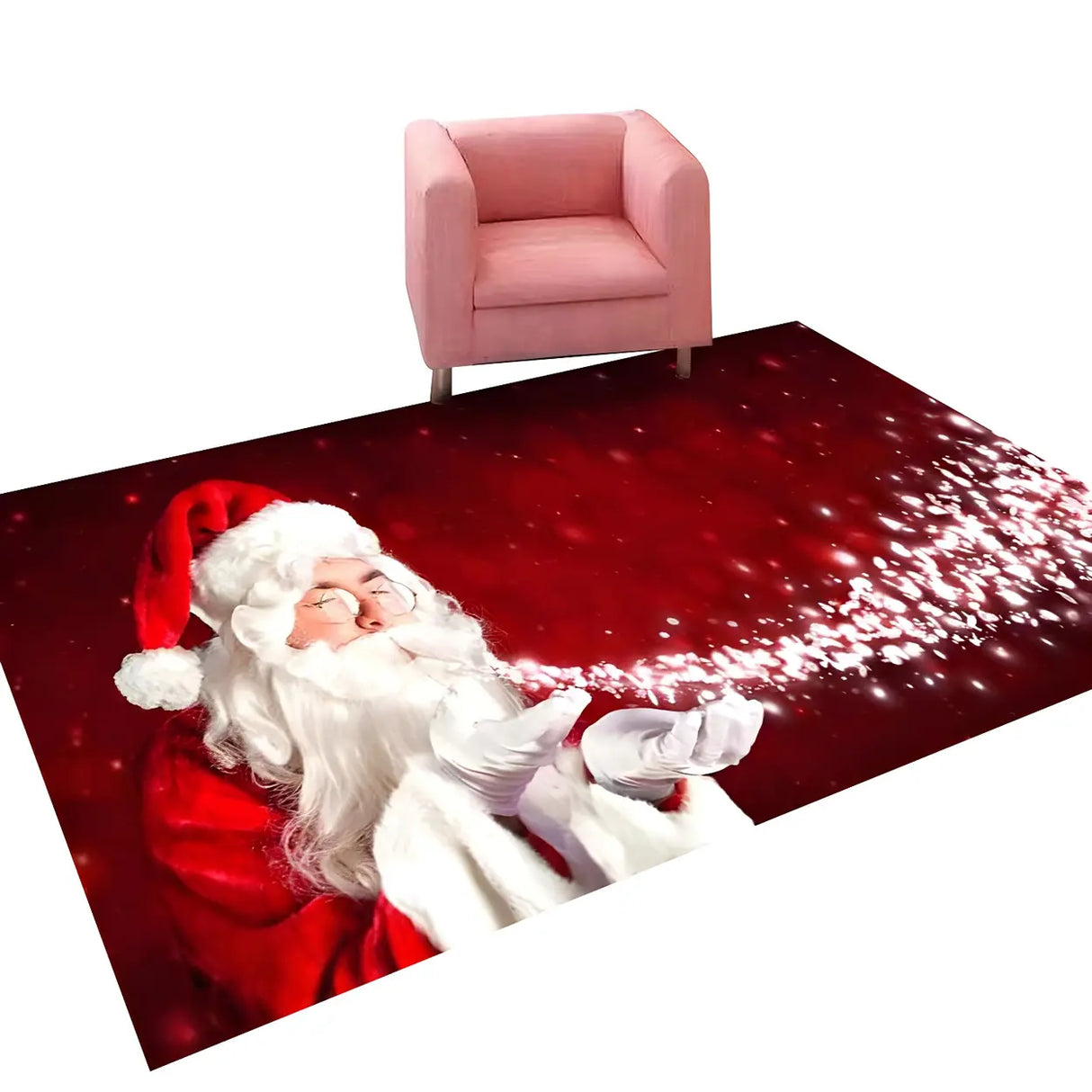 Christmas Rectangular Fabric Multicolor Area Rug Image - 7