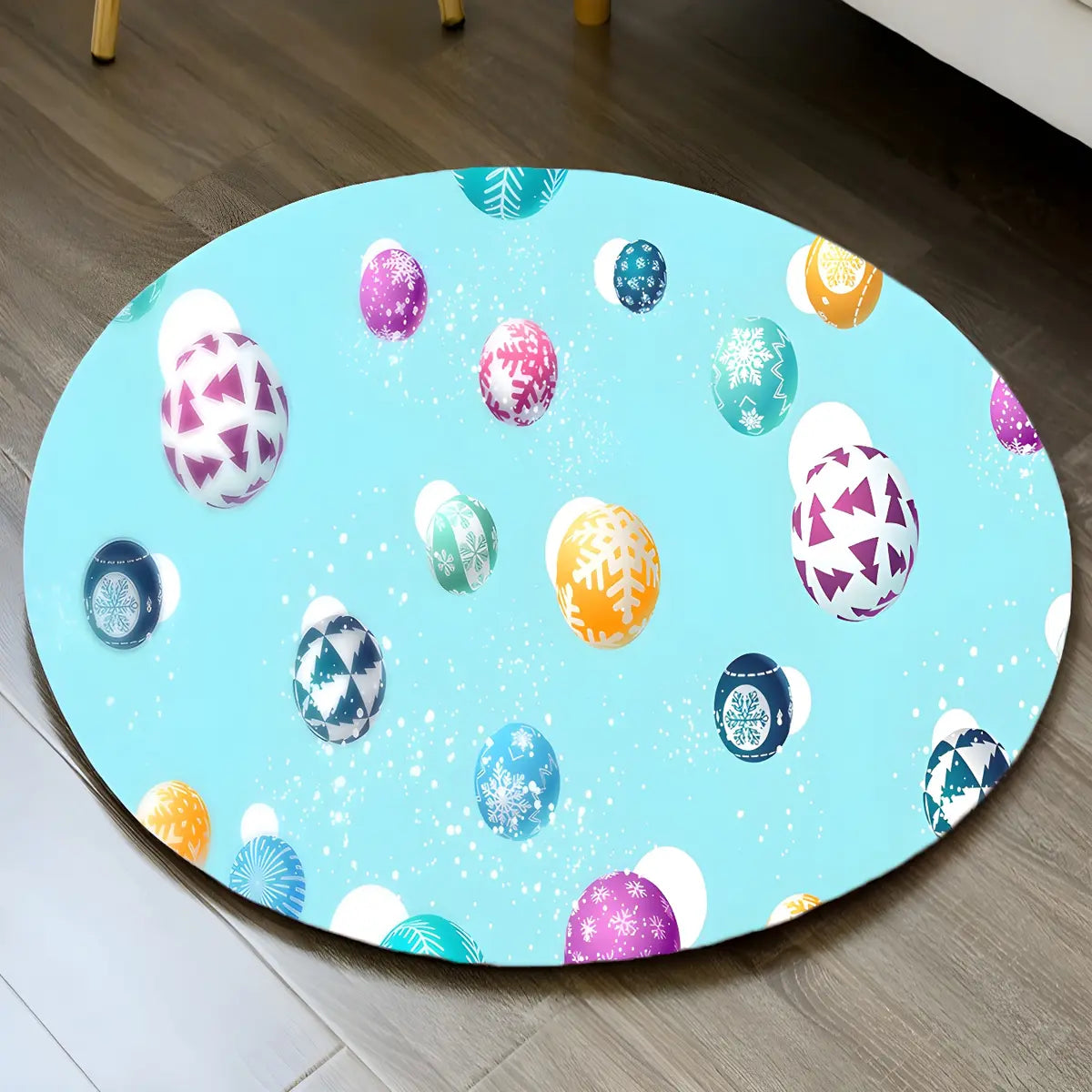 Christmas Round Polyester Santa Red Anti-Slip Area Rug Image - 8