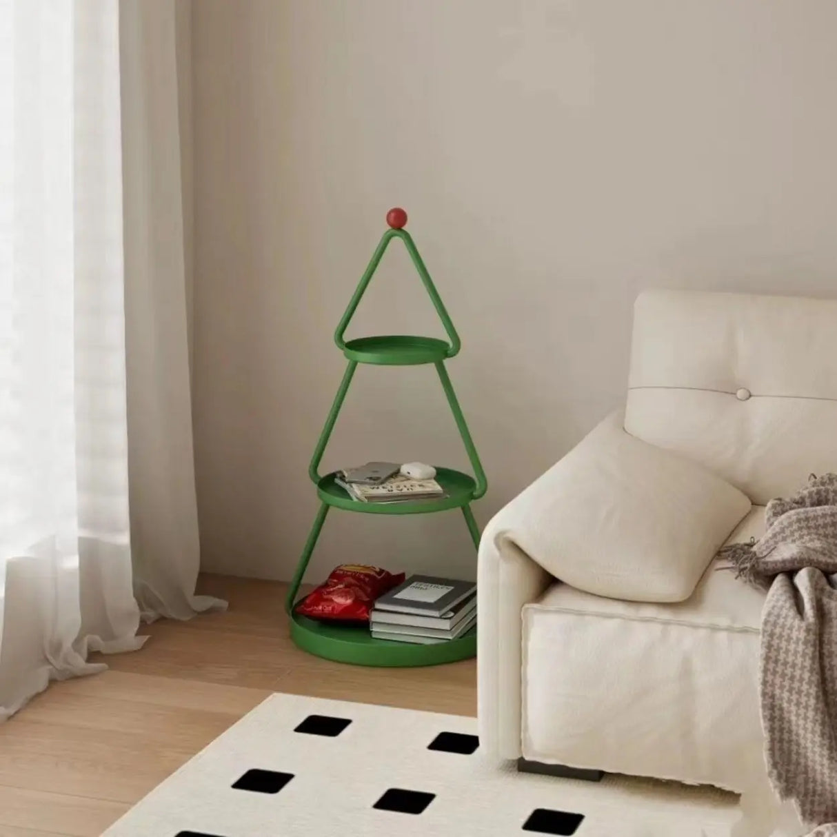 Christmas Tree End Table with 3 Tier Storage Shelf Image - 3