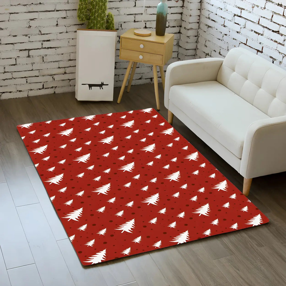 Christmas Wreath Polyester Anti-Slip Backing Area Rug Image - 1