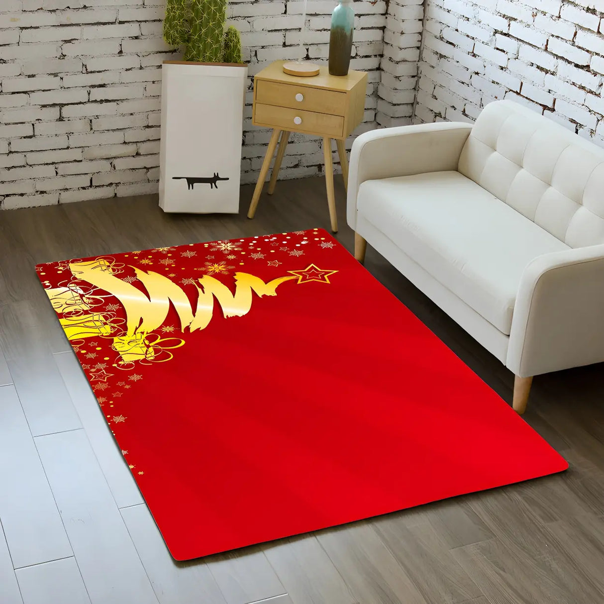 Christmas Wreath Polyester Anti-Slip Backing Area Rug Image - 8