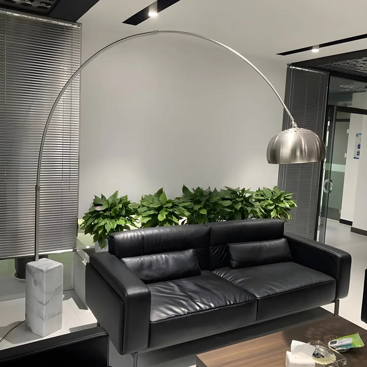 Chrome Dome Modern Arc Floor Lamp with Marble Base Image - 12