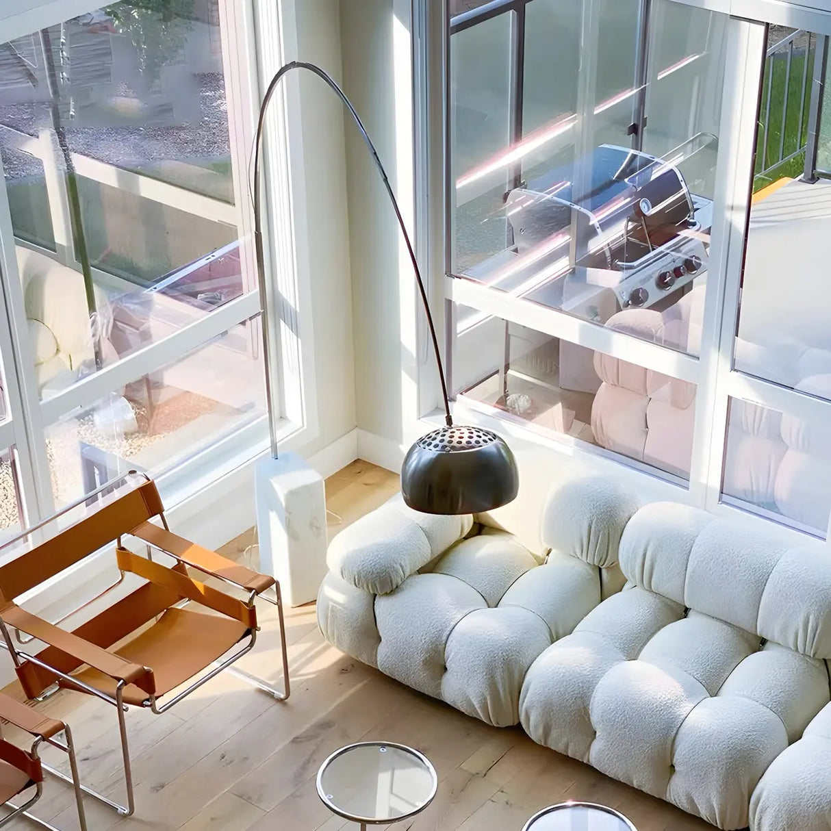 Chrome Dome Modern Arc Floor Lamp with Marble Base Image - 3