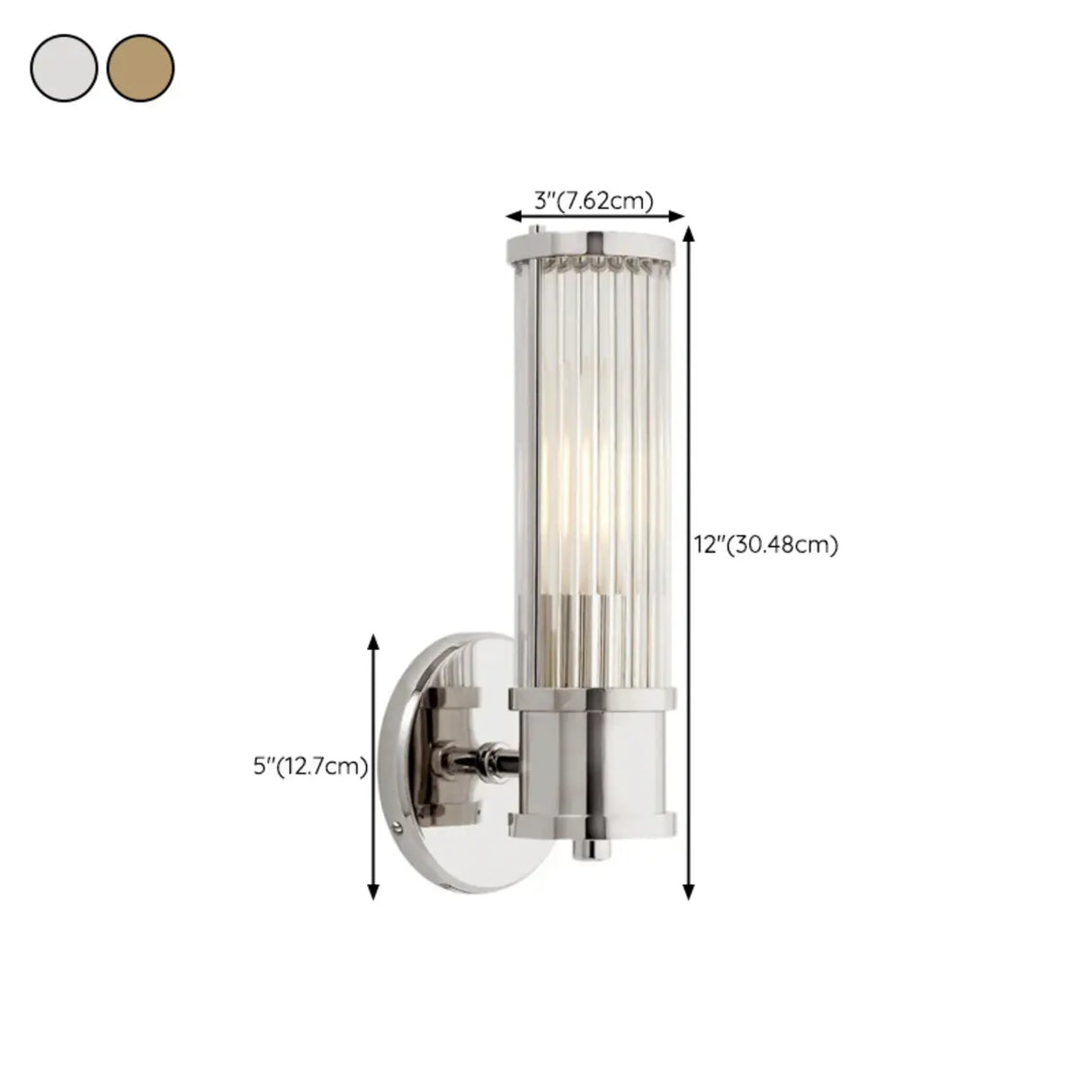 Chrome Finish Modern Glass Cylindrical Vanity Sconce
