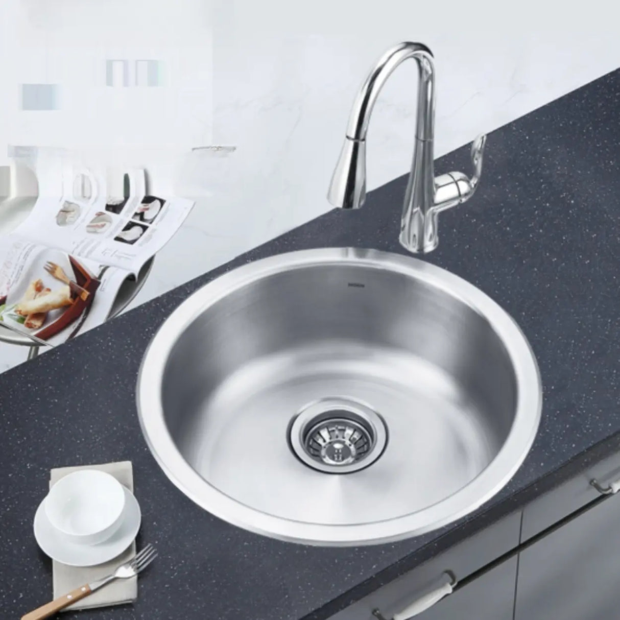 Circular Scratch Resistant Stainless Steel Drop-In Sink Image - 6