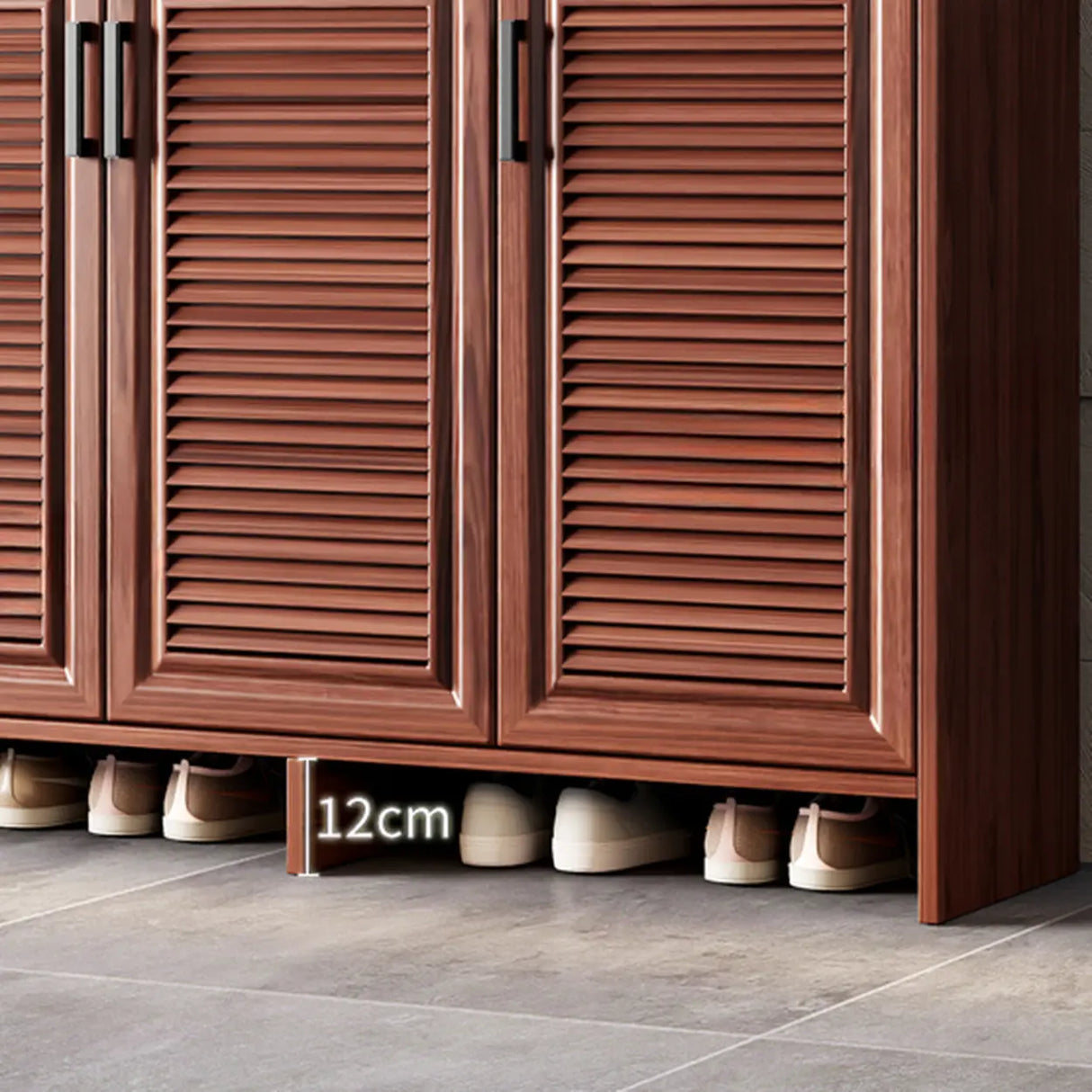 Claasic Wooden Shoe Storage Cabinet Hallway Brown 3 Doors Image - 17