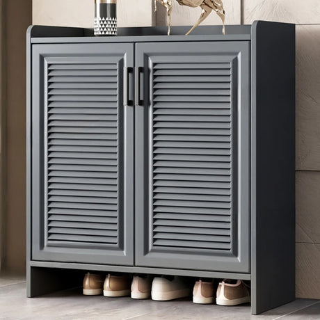 Claasic Wooden Shoe Storage Cabinet Hallway Brown 3 Doors Image - 2