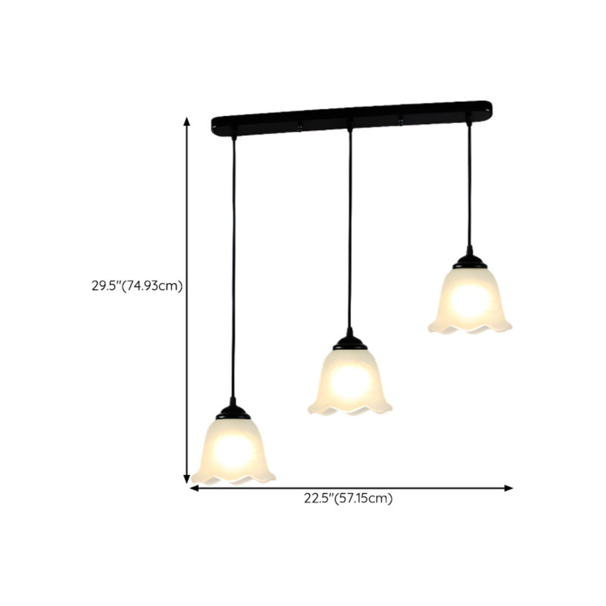 Classic 3-Light Bell Glass Island Pendant Light