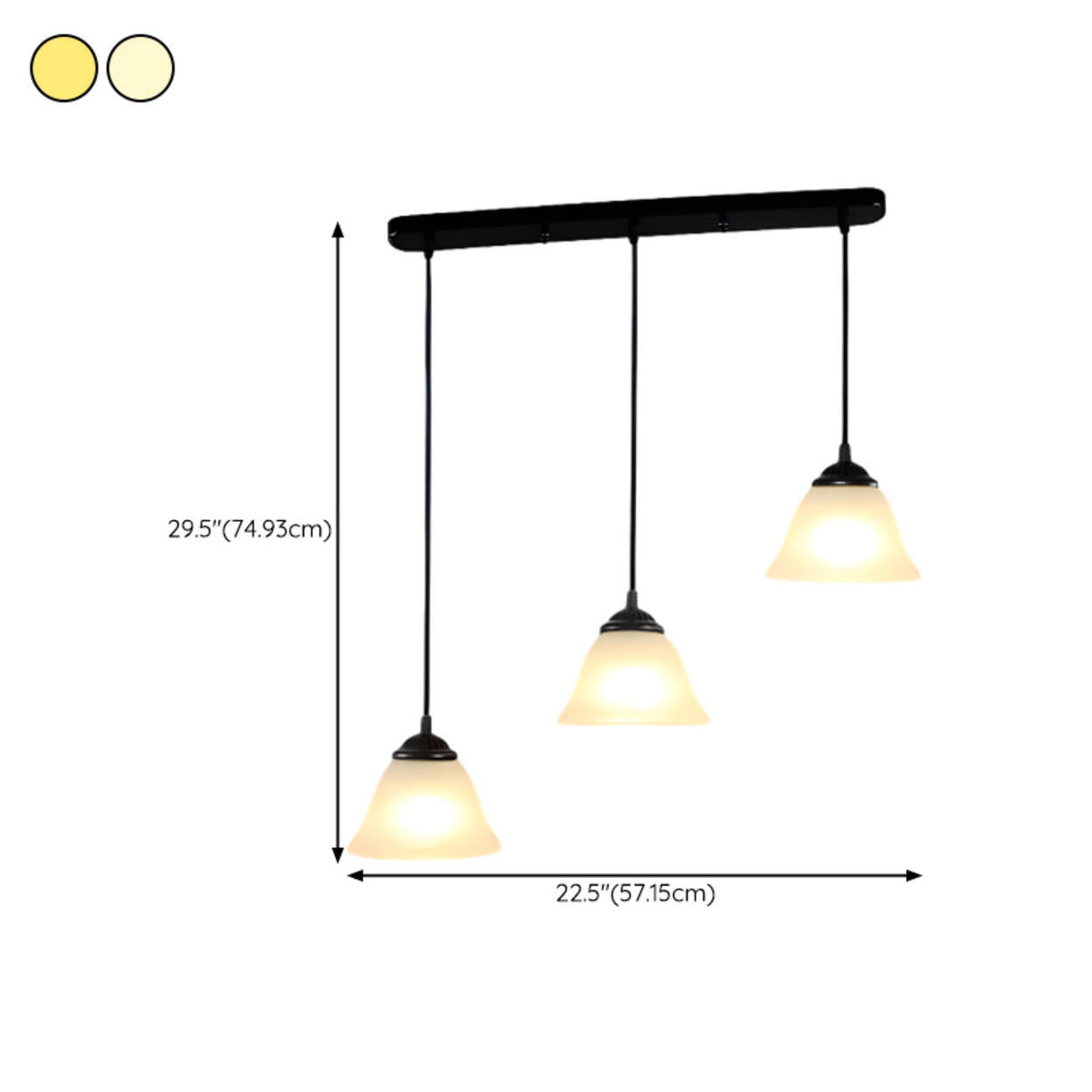 Classic 3-Light Bell Glass Island Pendant Light Image - 11