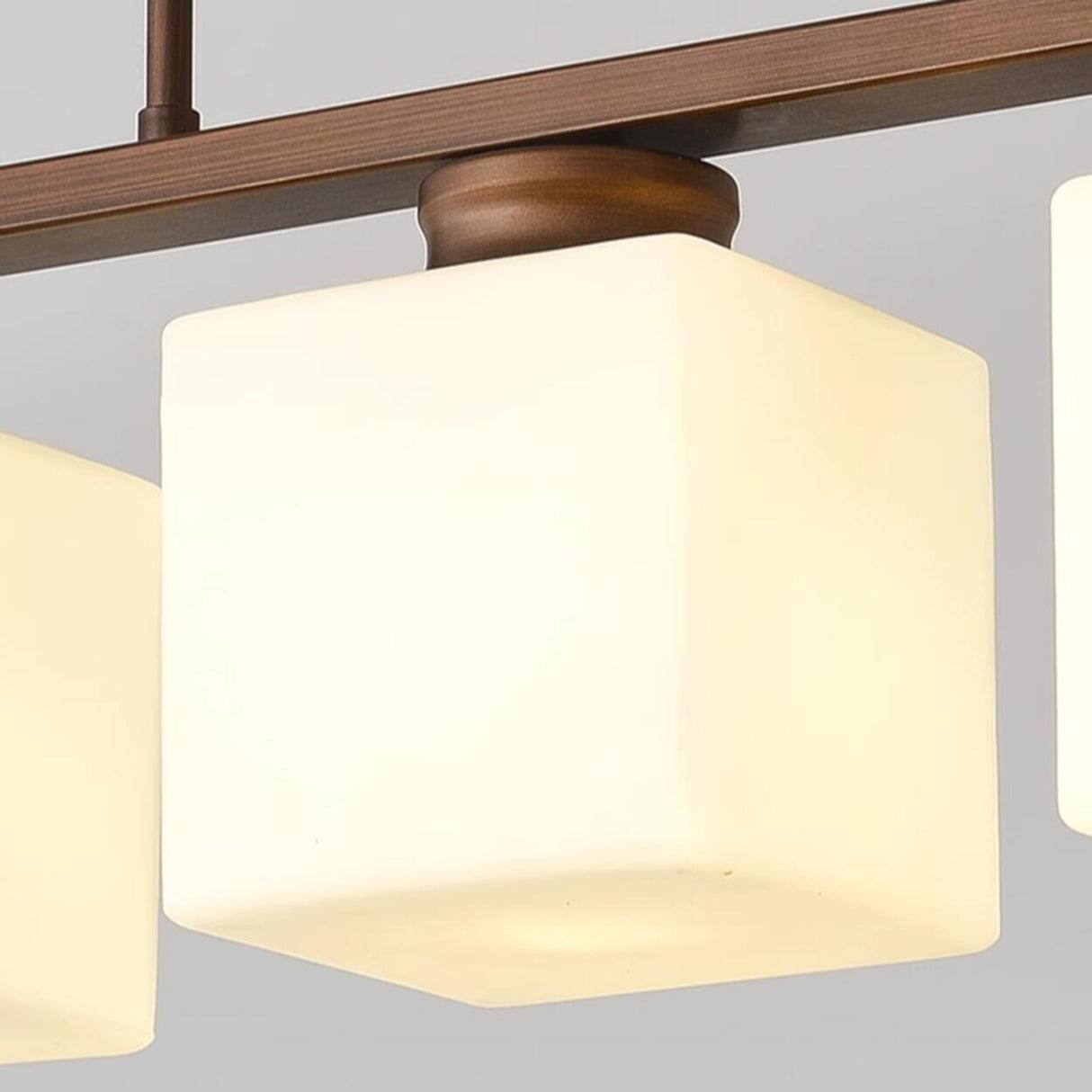 Classic 3-Light Brown Square Island Ceiling Light Image - 16