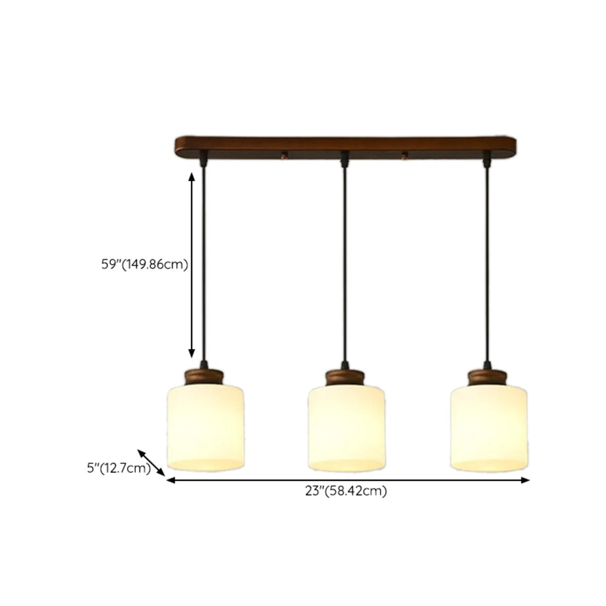 Classic 3-Light Brown Square Island Ceiling Light
