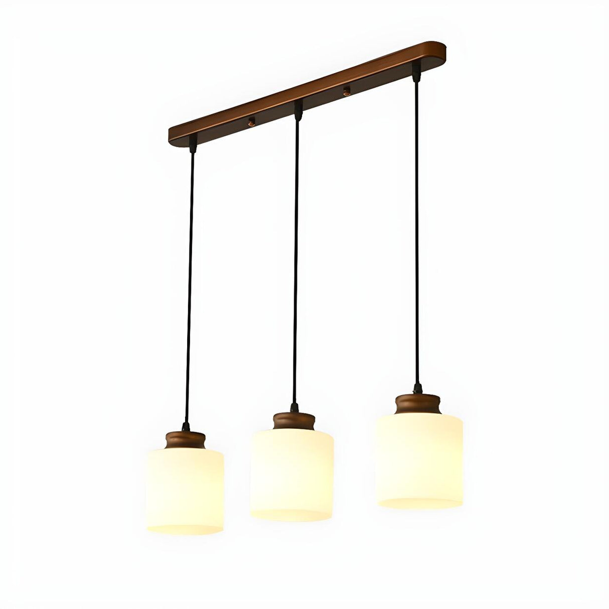 Classic 3-Light Cylinder Brown Island Pendant Light Image - 6