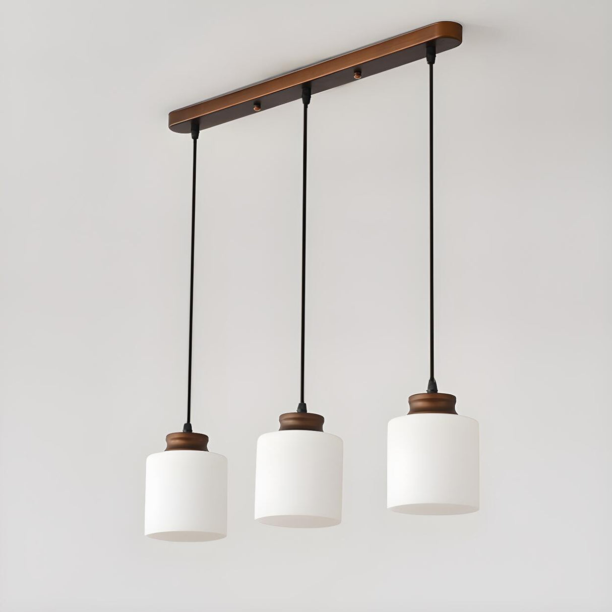 Classic 3-Light Cylinder Brown Island Pendant Light Image - 8