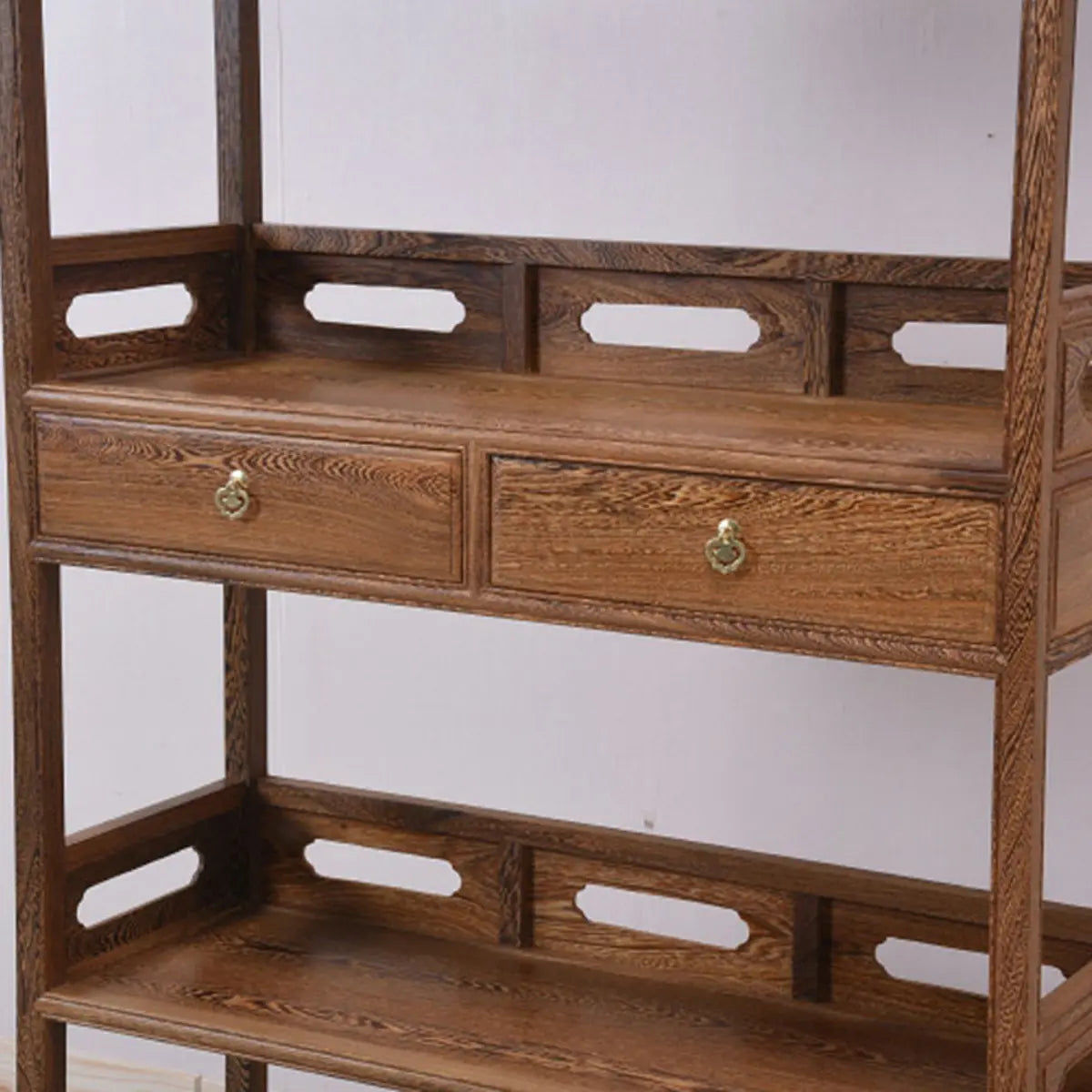 Classic 4-Tiers Open Wooden Brown Storage Bookshelf Image - 10