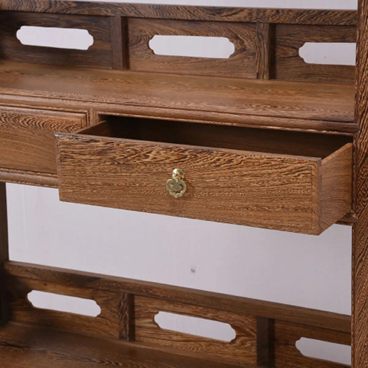 Classic 4-Tiers Open Wooden Brown Storage Bookshelf Image - 11