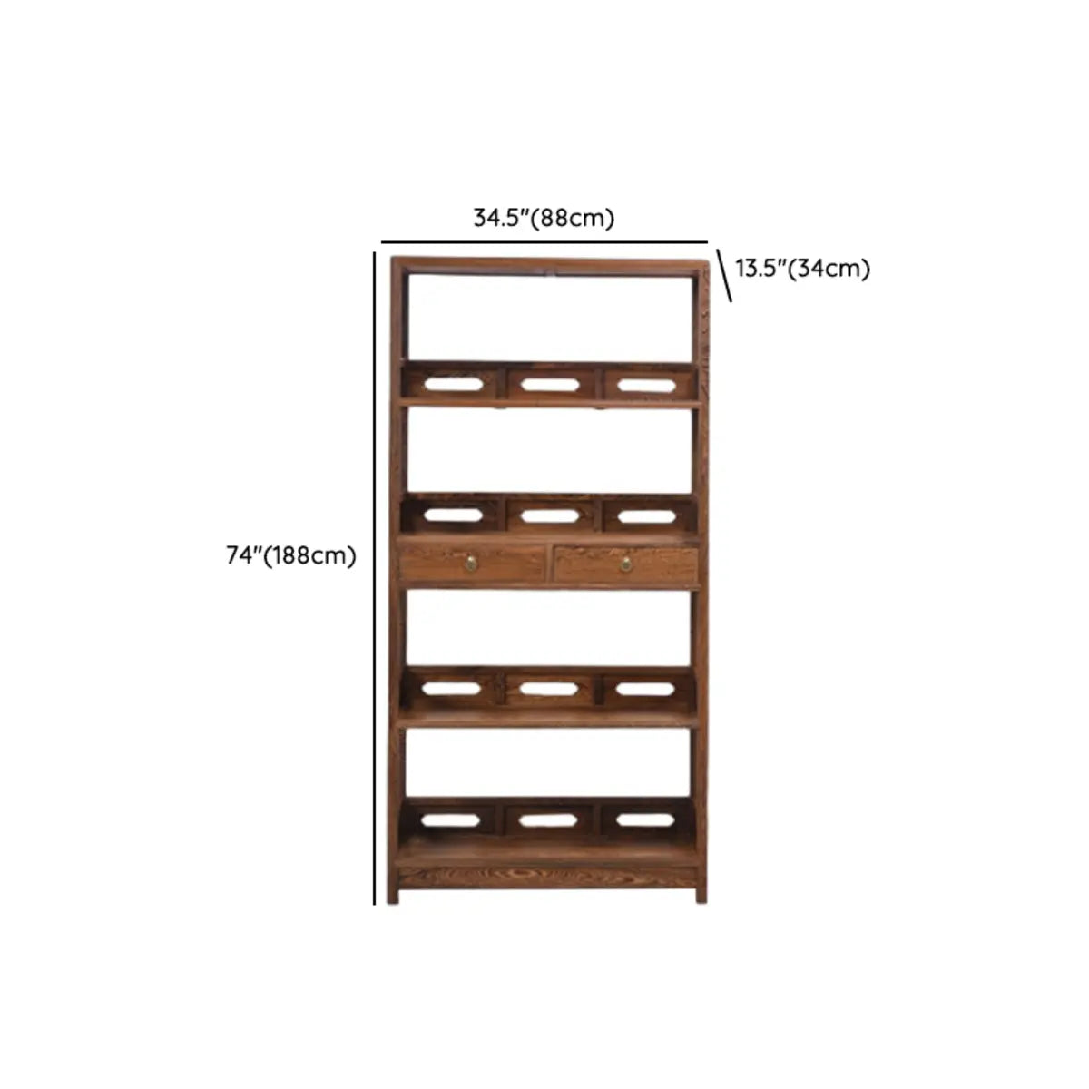 Classic 4-Tiers Open Wooden Brown Storage Bookshelf Image - 15