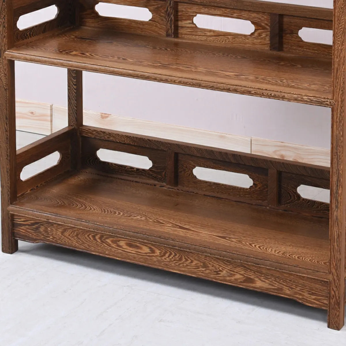 Classic 4-Tiers Open Wooden Brown Storage Bookshelf Image - 5