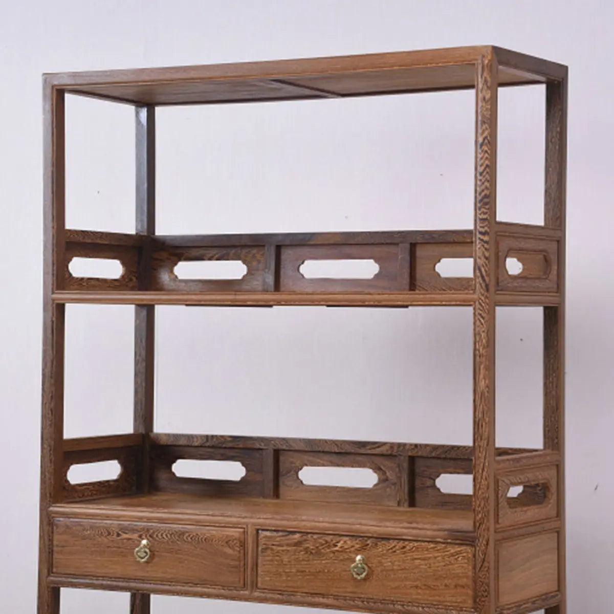 Classic 4-Tiers Open Wooden Brown Storage Bookshelf Image - 9