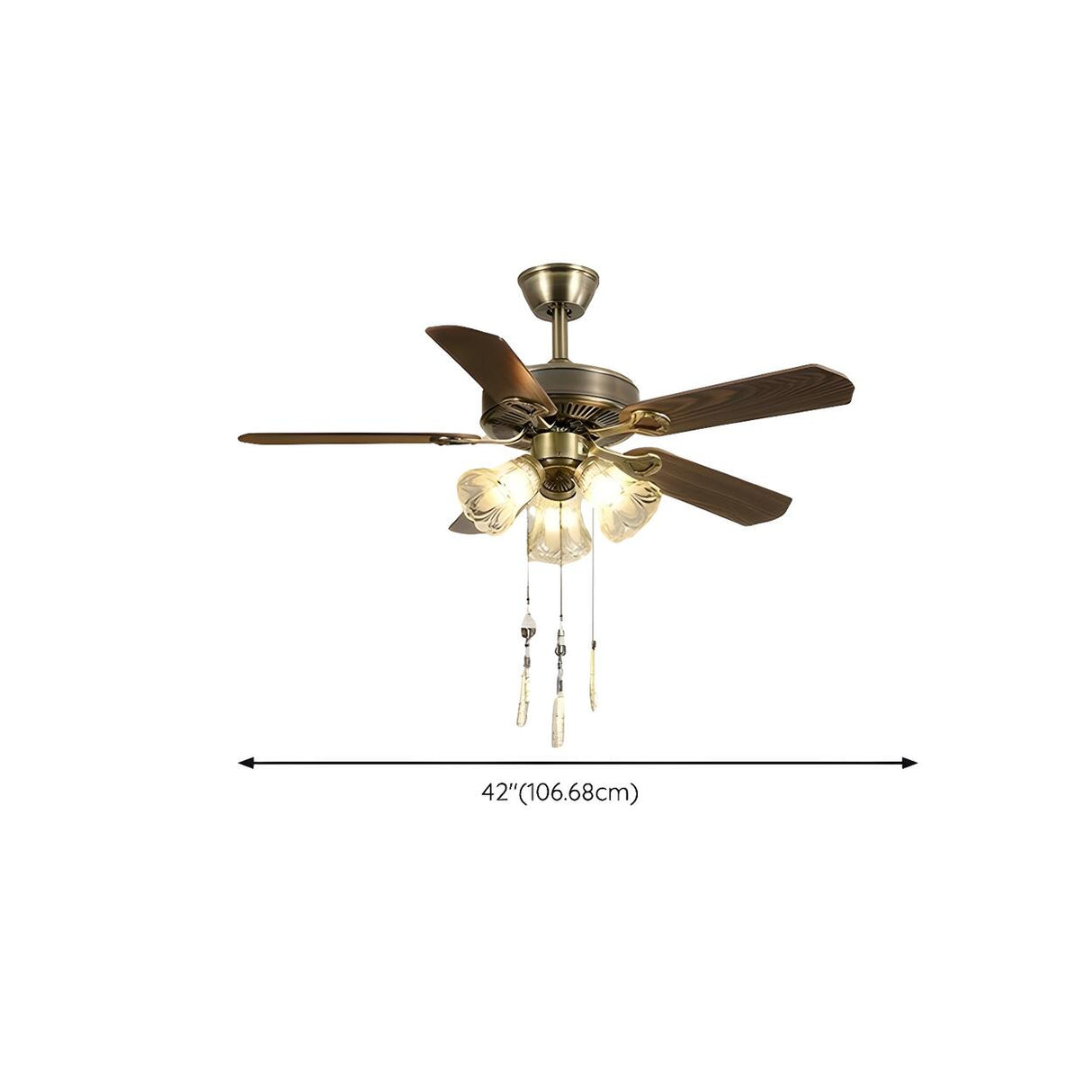 Classic 5 Blades Bronze Flower Ceiling Fan with Lights