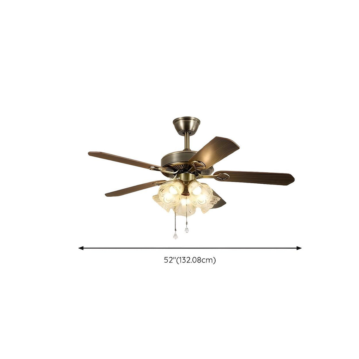 Classic 5 Blades Bronze Flower Ceiling Fan with Lights Image - 14